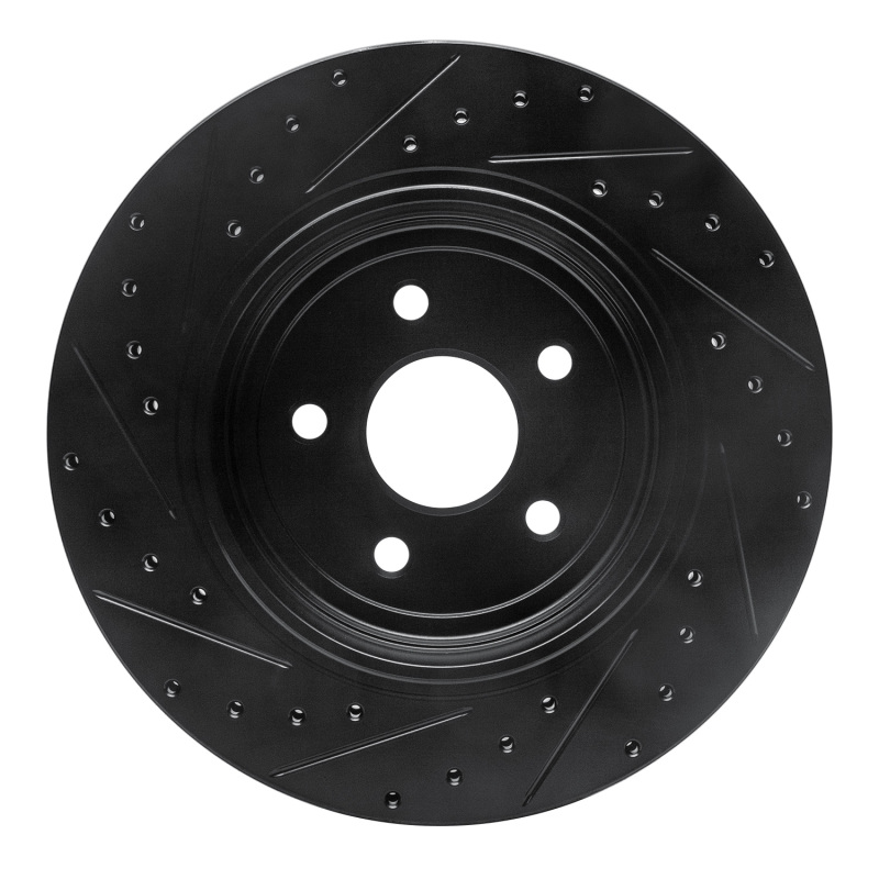 Jeep Grand Cherokee Brake Rotor (1) - Rear Right - R1 Concepts - Drilled & Slotted - Black - `06-`10